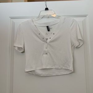 White button crop top